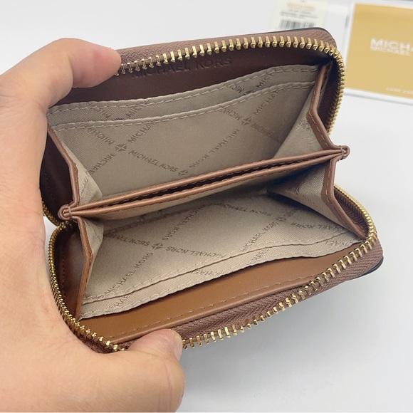 Michael Kors Jet Set Travel MD ZA Card Case Wallet Brown gold MK Signature $188 - Picture 4 of 5